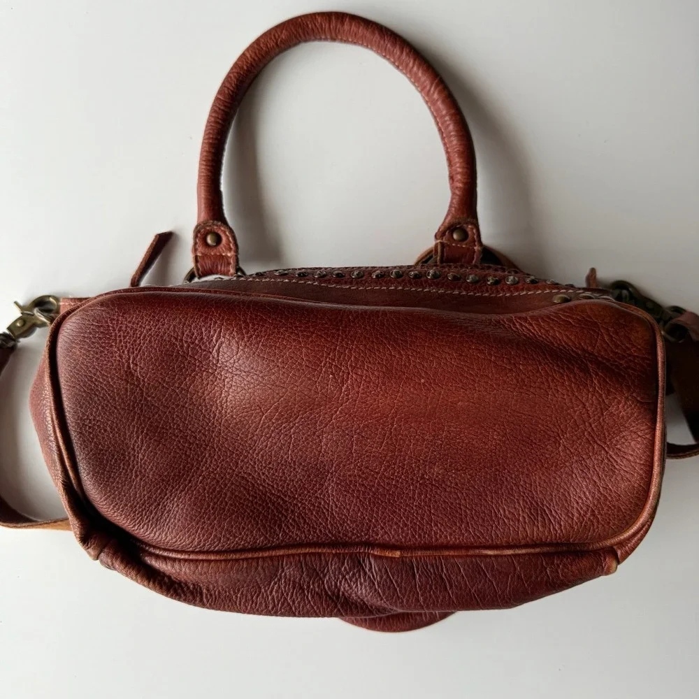 Amsterdam Heritage Caramel Leather Perforated Studded Top‎ Handle Shoulder Bag
